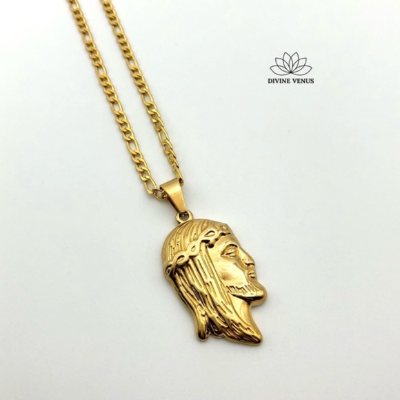 Jesus Necklace | Gold Plated Stainless Steel - Picture 2 of 11